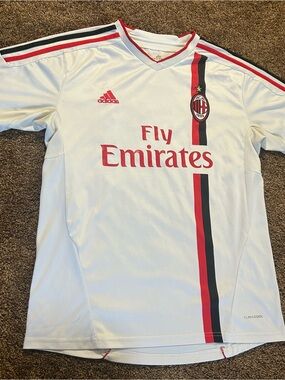 AC Milan Away Jersey Mens M 2011 2012 Adidas White Soccer Shirt Kit World Cup